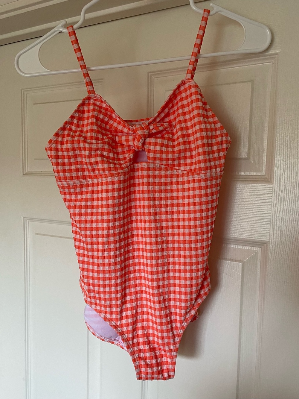 NWOT Girls' Orange Gingham One-Piece Swimsuit